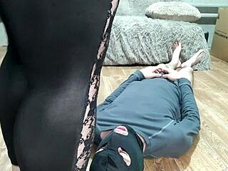 Hot Mother-in-Law Smothers Stepson-in-Law's Face in Lingerie While Talking Dirty!