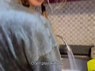 dormmate girl swallows cum gets hair glazed kitchen alone