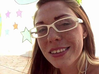 Two Sexy American Blondes with Glasses Take Anal Pounding