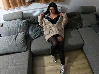 🤤 cum play on my nylon lingerie and down jacket while i tease like a dirty housewife maid