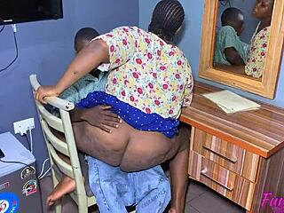 A african student fucks fat ass teacher home... damn so hot!