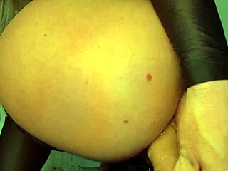 blonde slut in stockings moans through anal creampie pounding