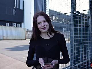 German scout bags tiny redhead teen Peach Delina for raw casting pound