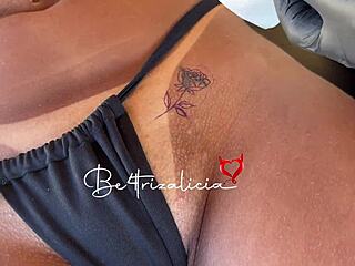 crazy skinny latina teen pays tattoo with her tight pussy