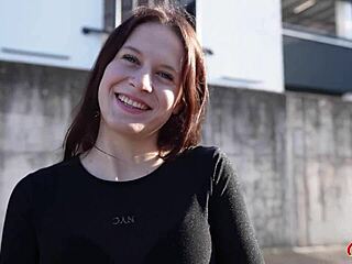 German scout bags tiny redhead teen Peach Delina for raw casting pound