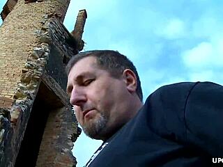 Ashley Woods' Skinny Pussy Drilled Hard By Monster Cock Outdoors