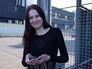 German scout bags tiny redhead teen Peach Delina for raw casting pound