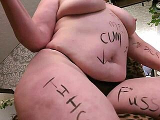 curvy redhead dawn 418 covers fat body in dirty words teasing panties naughty retro style