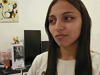 brunette latina bets friend on huge cock then rides it cowgirl rough in homemade pov