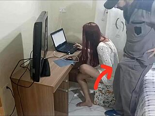 i'm home alone horny when maintenance guy spies my tight ass for cum