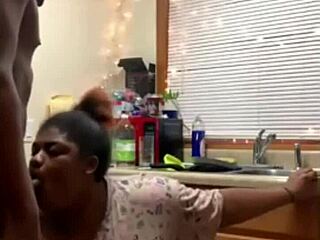 mmm kitchen sex hits different when milf's shaved pussy grips that huge cock tight