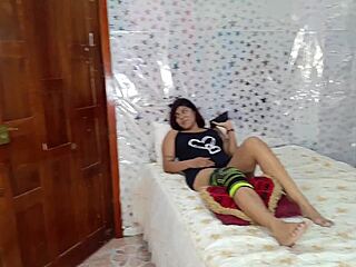 latina sneaks quickie fuck with mute guy while girlfriend away