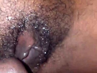 Wet dripping pussy close-up POV takes ripped clothes monster black cock homemade pounding