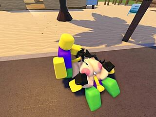 emma starves for cock as three guys bang her roughly on whorblox street!