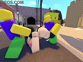 emma starves for cock as three guys bang her roughly on whorblox street!
