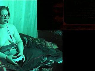 Brunette BBW gamer with big natural tits and glasses plays Alan Wake 2 naked part 19