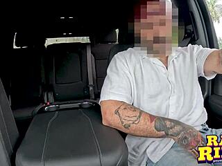 Damn this hot latina brunette jerks and blows uber driver outside!