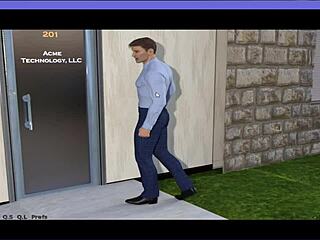 Blackmailed employee fucks mature MILF tits and ass in game