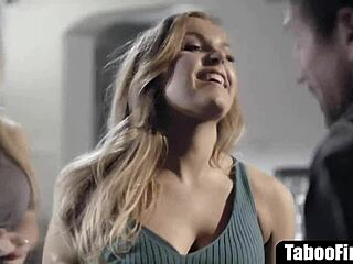 stepdaughter discovers stepmom and stepdad craving her young body for taboo old young threesome fuck