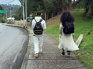 What if a blowjob on the cable car leads to wild forest fucking with a stranger?