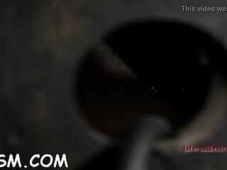 beauty dons metallic helmet for intense snatch pounding