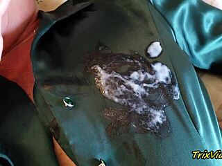 Sexy Satin Pantyhose MILF Cums Hard in Pierced Nipple Masturbation Frenzy!