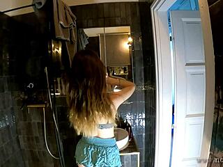 petite cheerleader, show your miniskirt pussy after panties drop in bathroom?