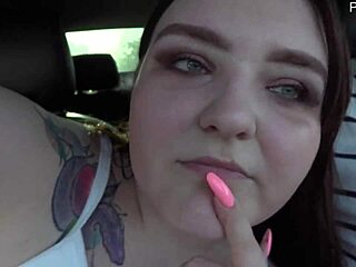 Curvy Mature Messes Pussy in Car with Tits Legs Out Public