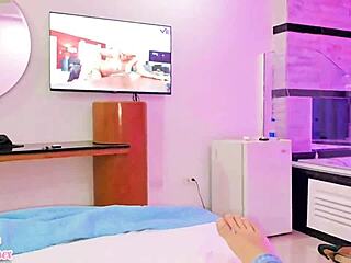 my latina friend watches porn gets horny rides my cock creampie finish