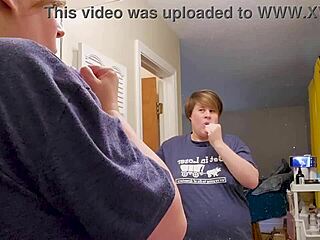 Clara Crisp BBW milf preps her curvy body for giantess fetish filming BTS