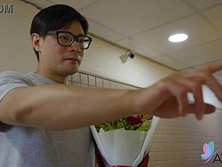 taiwanese stacy's big tits bounce during her steamy bedroom ride