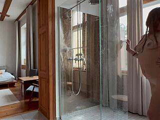 Naughty Horny Blondes Suck Monster Cocks in Steamy Shower Orgy