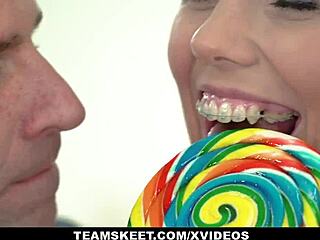 😈 bracefaced poppy pleasure's pigtails bounce as big cock pounds her tight teen hole