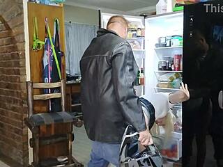 i get home and find my wife bent over in the fridge dripping wet ready for anal pounding handjob and squirting mess