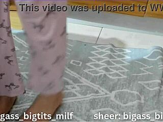 fingering wet pussy doggystyle in pajamas while cleaning