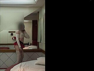 secret crossdresser slips into sexy schoolgirl uniform fantasy