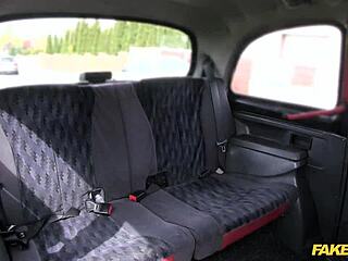 does this brunette really workout harder on cock in the taxi?