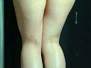 College teens bounce soapy big asses in wet shower play