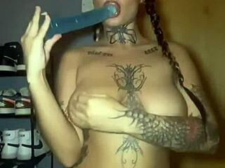 Oh man, this big titty goth babe fingers her wet pussy till she squirts hard