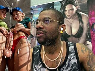 trans punk girl's wild spit-lubed cock throbs to throat cum pov