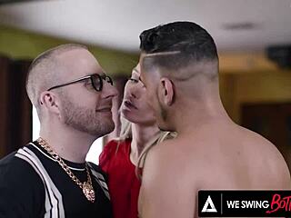 hey, pristine edge and her director take turns banging the bisexual model in wild threesome