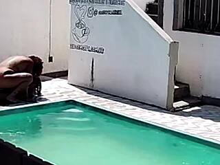 Neighbor Wife Flashed Tanned Ass Fucked by Black Bull Poolside Cuckold