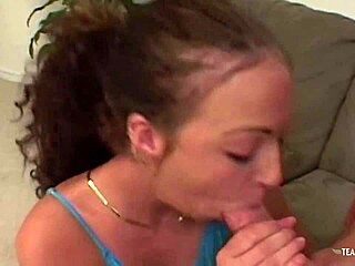 Fresh 18 year old brunette teen Maya rides old guy cock for first hardcore anal doggystyle cum