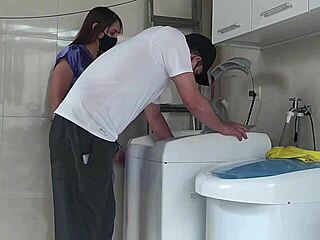 Huge Cock Handyman Pounds Married Client's Big Pussy After Washing Machine Fix