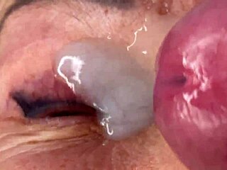 Mature Lady Eyes Drowned in Huge Face Cum Load