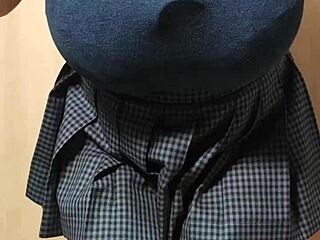 huge tits asian schoolgirl maid shines her anal plug in sexy uniform