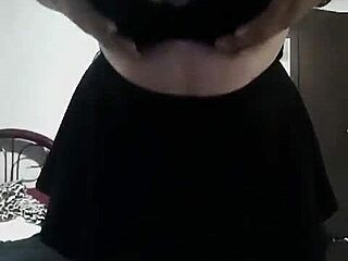 shaved sexy babe dances with bare pussy and perky tits