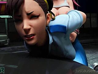 chun li handcuffed in uniform takes pov monster cock punishment street fight
