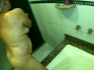 Blonde mature's tight ass creampied during hydro massage fuck