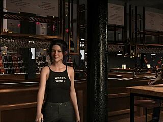 brunette's big ass leaps erotically in game